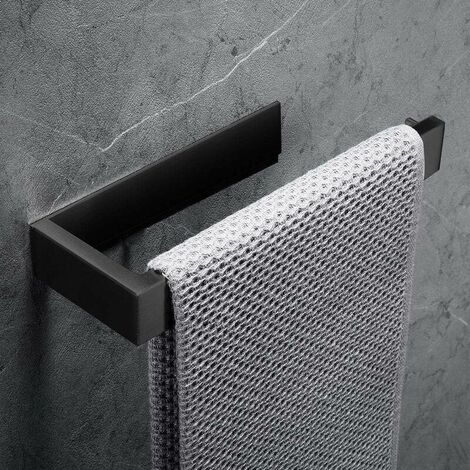 Towel Ring Towel Holder, 304 Stainless Steel Towel Rack Toilet Accessories Bathrooms (No Drilling, Black) (1/5)