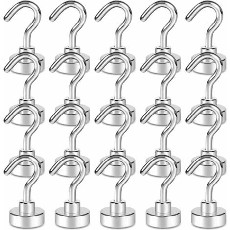 20 Pack Magnetic Hooks, 1.5kg + Strong Magnet with Fridge Hook, Heavy Duty Ceiling Cruise Hook, Magnetic Hook (1/4)