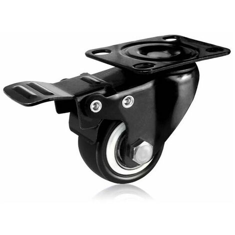 2"/50mm Swivel Caster,Furniture Casters,Wheels With Brake,Industrial Plate Furniture Wheel,Heavy Duty 420kg Caster(Black,1pcs) (1/4)