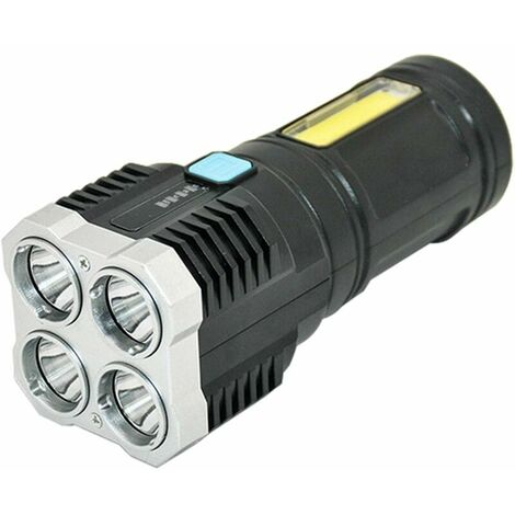 Super Bright LED Flashlight with COB Side Light, USB Rechargeable Torch 4 Light Modes, with Power Display Function for Camping, Hiking (1/5)