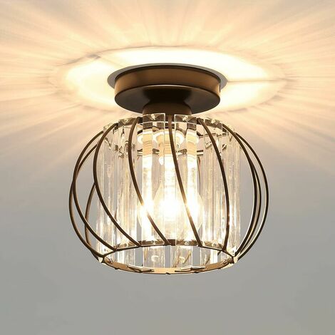 Modern Crystal Ceiling Light E27 LED Mini Crystal Chandelier Ceiling Light for Kitchen Dining Room Bedroom Hallway Entrance (Black) (1/5)
