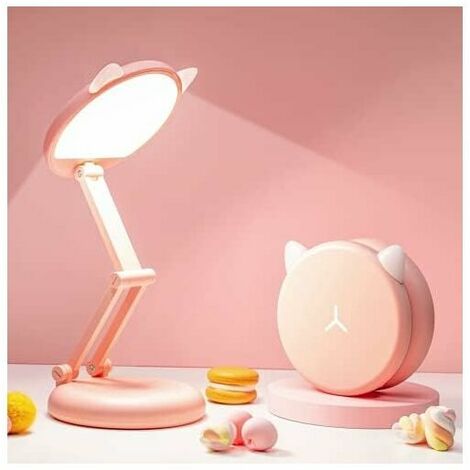 LED Desk Lamp Cute Desk Lamp Pink Desk Lamp 8 Brightness Foldable Small Desk Lamp Portable Kids Dimmable Desk Lamps USB Charging Kawaii Cat Lamp Aesthetic Lamp Cute Lamp