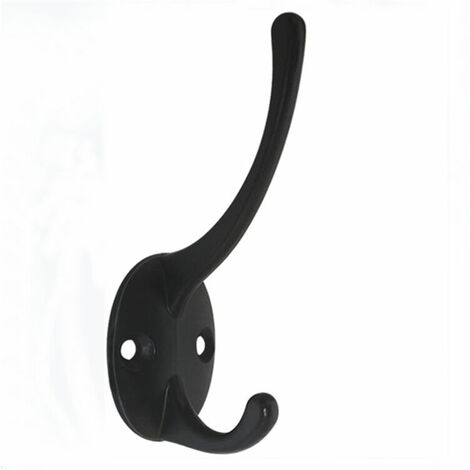 5 Pack Double Coat Hooks Hardware Black Wall Mounted Hanging Hook Heavy Duty for Towel, Bag, Cap, Scarf, Hat, Key (1/5)