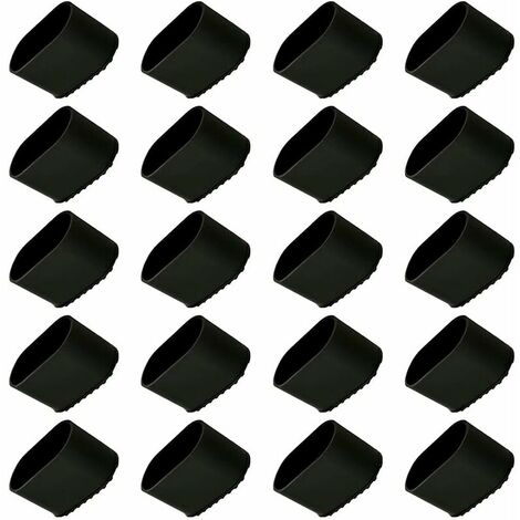 Chair Leg Cap, 20 Pcs Chair Leg Protector, Floor Protector, Leg Caps, Plastic Chair Leg, Floor Protector, 40x20mm Protective Cap for Oval Tubes, Tube Caps for Garden Chairs