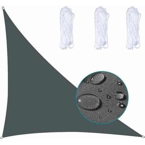 Triangle Shade Sail Waterproof Stretched Canvas UV Protection Waterproof Weather Resistant Fabric Dries Quickly for Garden Parks Lawns, 3X3X3m,Dark Gray (1/5)