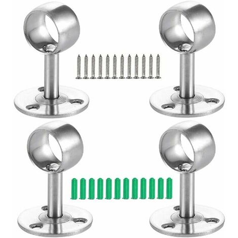4Pcs Curtain Rod Bracket, Wardrobe Tube Bracket, Rod End Bracket, Hanging Rod Bracket, for Wardrobe Bracket, Curtain Rod, Clothes Rod (1/5)