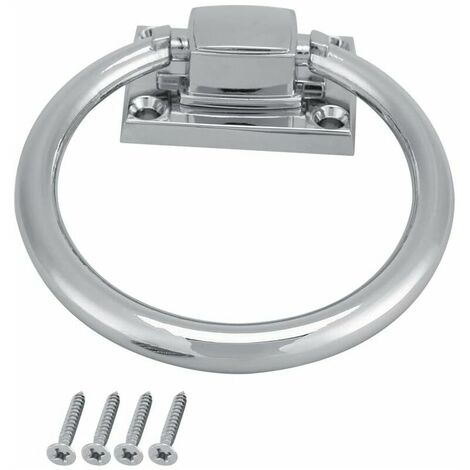 Pull Ring Door Handle Stainless Steel Shiny Silver Metal Pull Ring Round Chrome Embedded Wooden Door Knocker Chair Pulls Handle Decor (100 x 54 x 37mm)