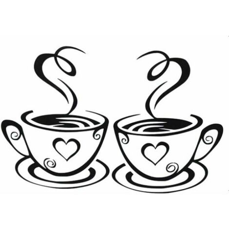 Coffee Cup Kitchen Art Wall Stickers for Home Decoration Removable Wall Decals Vinyl DIY Coffee Cup Design Stickers Wall Home Decals (C1) (1/5)
