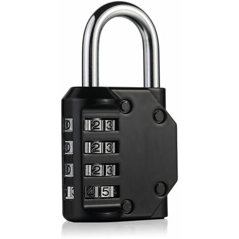 4 Digit Combination Padlock, Combination Lock, Waterproof Metal and Plated Steel Combination Clasp (One Pieces) - Black (1/4)