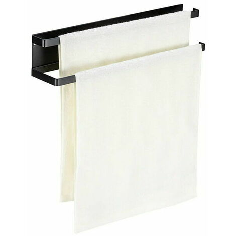 Stainless Steel Towel Rack, Self Adhesive Guest Towel Rack No Drilling, Adhesive Bath Towel Rack with Hooks for Bathroom (40cm, Brushed) (1/5)