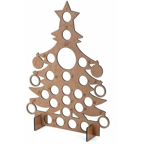 Wooden Christmas Tree Advent Calendar For 24 Round Chocolate Holder Decor 40x30cm (1/3)