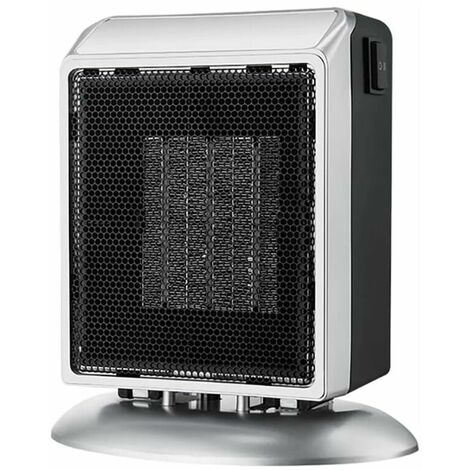 Electric Fan Heater, 400W/900W Portable Ceramic Heater with Overheat and Tip-over Protection for Bedroom Office,Silver (1/5)