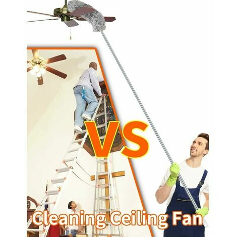 254cm Telescopic Duster, Telescopic Wolf Head Microfiber Foldable Flexible Stainless Steel Handle, Washable Perfect for Cleaning Ceiling Fans, Cobwebs