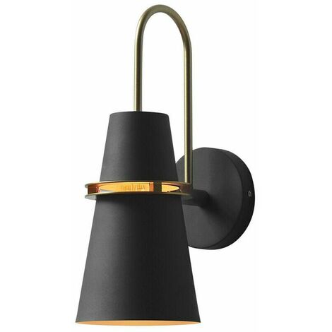 Modern Nordic Colorful Horn Wall Sconce - Elegant Industrial Style Metal Lamp with E27 Socket for Dining Room, Aisle, Bedroom, Living Room (Black, 14x20x37cm) (1/5)