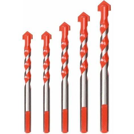 Set of 5 Glass Tile Drill Bits, Porcelain Tile Drill Bits, Diamond Drill Bits, Tile Bits, 6 mm, 8 mm, 10 mm, 12 mm Multi-material drill bits for ceramic, concrete, tiles, brick, glass, plastic and woo (1/5)