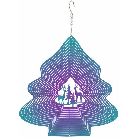 Stainless Steel Wind Spinner, Indoor Outdoor Decor, 3D Color Christmas Tree 360 Degree Hanging Garden Decoration Metal Wind Spinner (1/5)