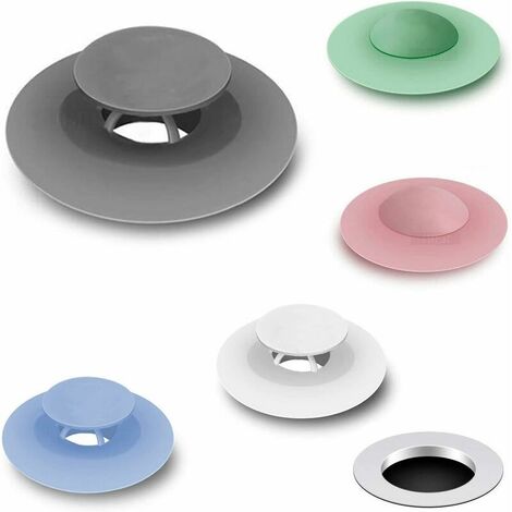 Hair Catcher Drain Stopper, 2 in 1 Shower Drain Cover, Silicone Drain Strainers for Tub/Bathtub/Floor Drain/Kitchen Sink (5 Pack) (1/5)
