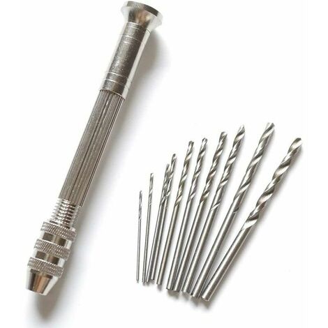 Mini Hand Drill with 10 Puppet Micro Twist Bits (0.8-3.0mm) Rotary Tools Hobby Tools (1/5)