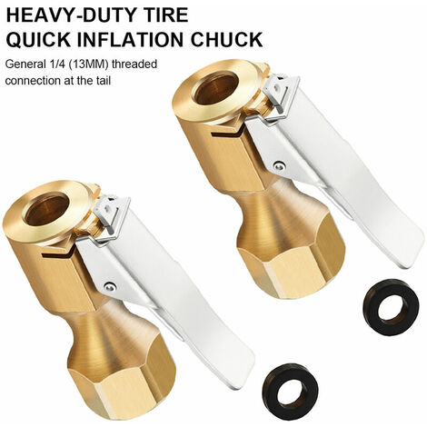Car Tire Air Chuck Open Closed Flow Lock On Tire Chuck Quick Connect Clamp 13mm (1/5)