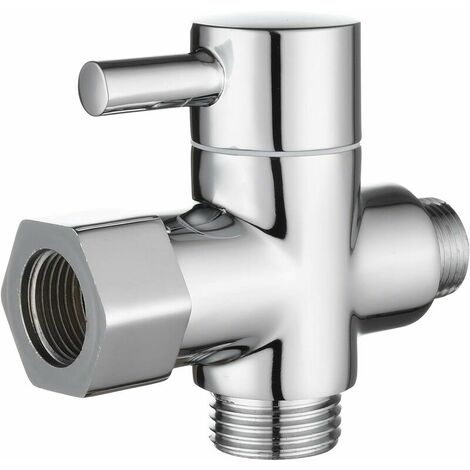 Adapter to 12/17 TT 3/8 with Diverter Valve Water Flow Switching for Bathroom 3 Way Shower, Chrome (1/5)