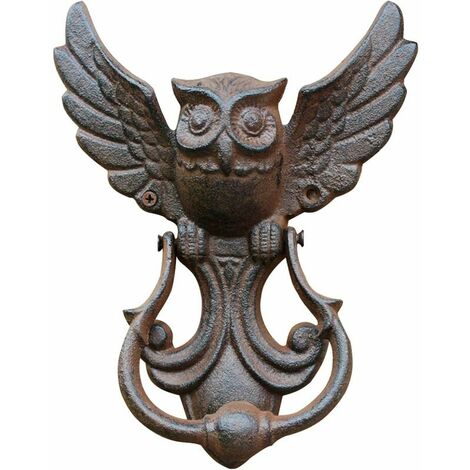 Owl Door Knocker, Vintage Cast Iron Door Knocker Door Handle, Owl Pattern Antique Style Cast Iron Door Knocker Decoration(Brown - 1 piece - 17.7x4.5x22.5 cm) (1/5)