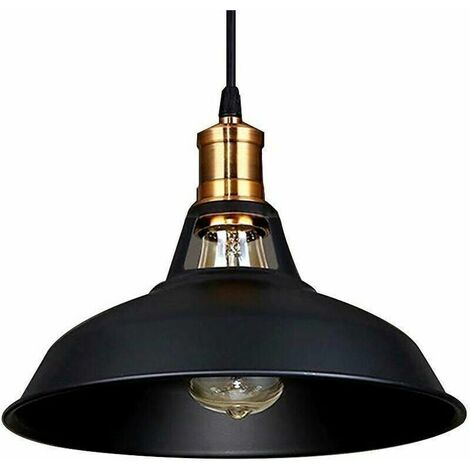 Vintage Industrial Pendant Light E27 LED Lamp Retro Ceiling Lights Shade for Kitchen Dining Room Living Room Bedroom Restaurant, Black (1/5)