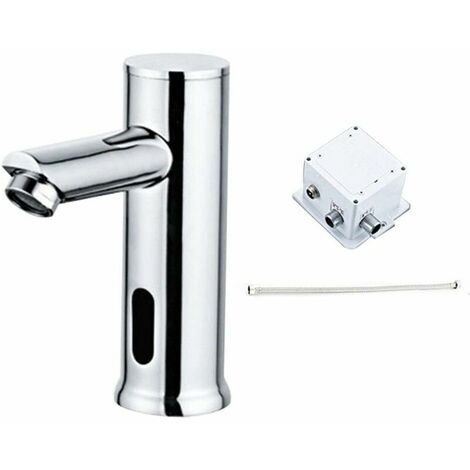 Basin Mixer Tap Electric Basin Faucet for Kitchen Bathroom Automatic Sensor Brass Cold Water Faucet Deck Mounted for Home Modern Rust Resistant