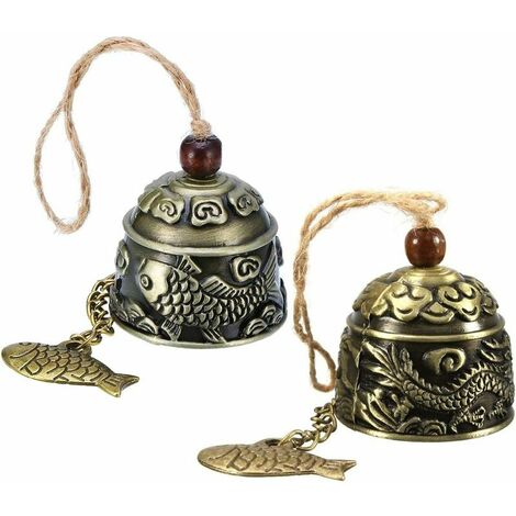 Vintage Wind Chimes, 2 Vintage Fengshui Bell Classical Chinese Feng Shui Wind Bells Metal Garden Hanging Ornament (Two Styles) (1/5)