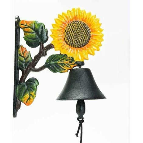 Heavy Duty Cast Iron Wall Bell, Hand Painted Wall Decor, Hand Shake Door Bell, Indoor and Outdoor, Garden and Home Wall Decor (1/5)