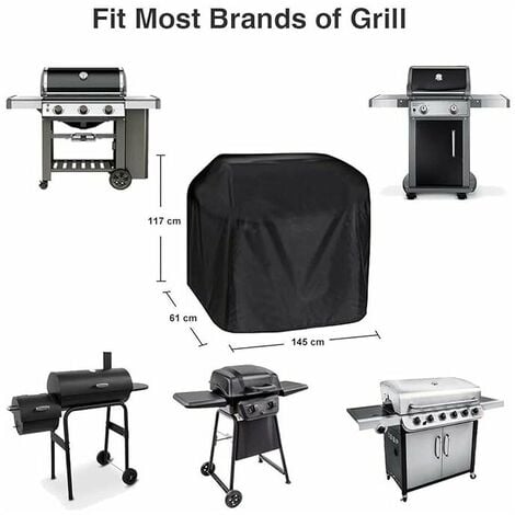 BBQ Cover,Gas BBQ Cover,Durable 210D Oxford BBQ Protection Tarpaulin Cover Suitable for Weber,Brinkmann,Char Broil etc,UV,Water and Tear Resistant (145x61x117cm)