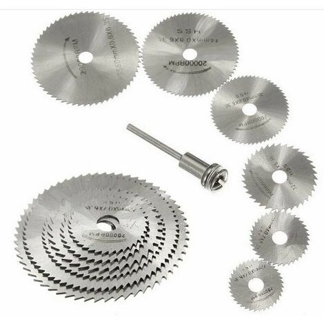 New 7pc HSS Rotary Tool Saw Blades, Wood Circular Cutting Saw Blade Discs for Dremel Rotary Tool Chuck with 1/8(3.175mm) Extension Shank (1/4)