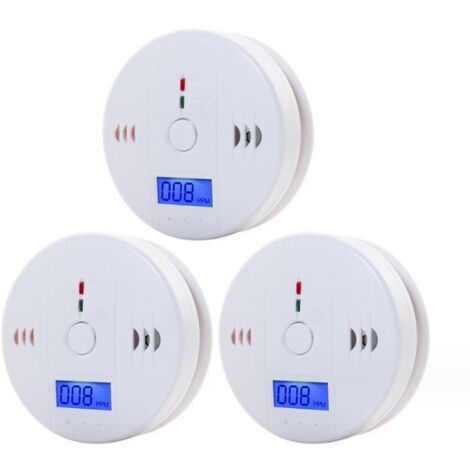 10 Year Life Carbon Monoxide Alarm,Digital Display CO Detector,Battery powered(3-pack)