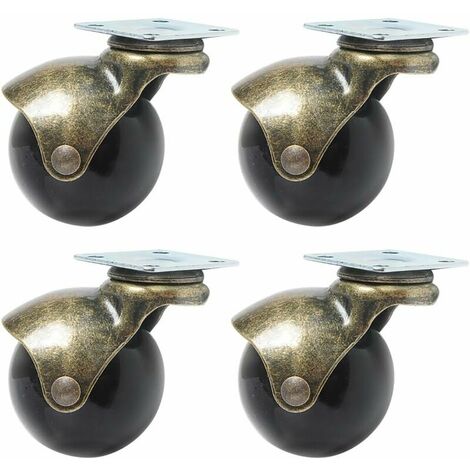 Set of 4 Ball Casters, 360 Degree Swivel Casters, Capped Wheel, Vintage Bronze (1.5 Inches, Ball Casters) (1/5)