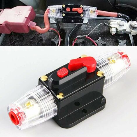 Car Circuit Breaker Fuse, Auto Circuit Breaker 12V - 24V DC Car Protection, Manual Reset Switch Car Audio Fuse, In-Line Fuse Block(60A) (1/5)