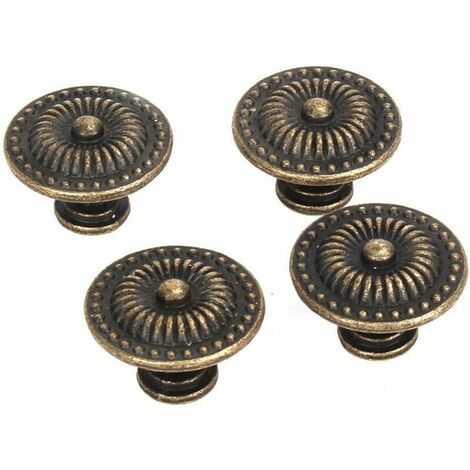Vintage Cabinet Drawer Cupboard Pull Handle Knob, Pack of 4 (Bronze) (1/5)
