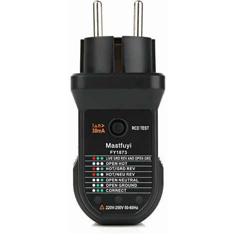 Socket Tester,Advanced RCD Electrical Socket Tester Direct Neutral Ground Wire Electrical Circuit Polarity Detector Electrical Leakage Tester Socket Tester