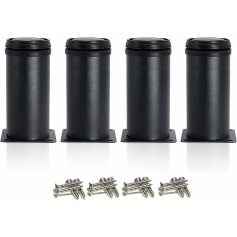 4 Adjustable Black Legs 120mm Height Thicken Cabinet Legs Table Legs Furniture Legs, Stainless Steel Adjustable Height 0-15mm Come with Stainless Steel Screws (1/5)