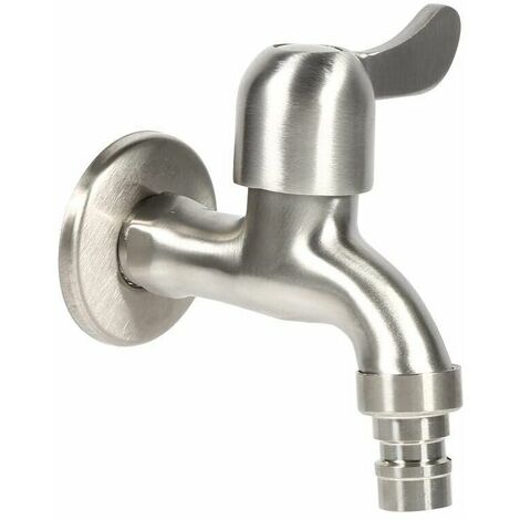 Garden Faucet 304 Stainless Steel Outside Wall Mounted Water Faucet Adapter for Bathroom Washing Machine and Pool Washer Heavy Duty Durable in Use(G 1/2'')