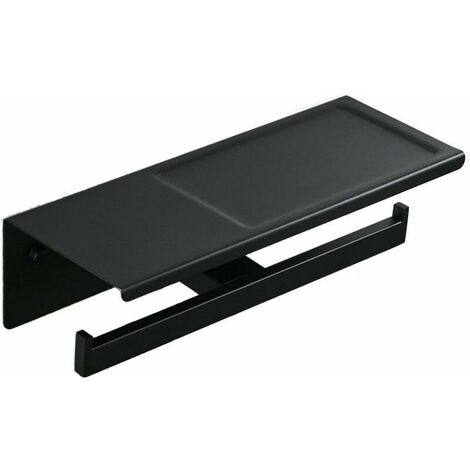 Stainless Steel Toilet Paper Holders Double Roll Bar with Phone Shelf Matt Black Wall Mount Bathroom/Kitchen 30 cm,LK5502B (1/5)