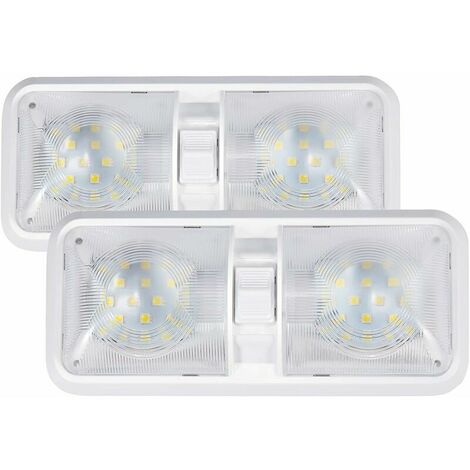 12V LED Interior Lights Camper Van Ceiling Light 12V 3.5W LED Natural White Light Dual Lights with Switch for Motorhome Caravan Boat 2 Pack (1/5)