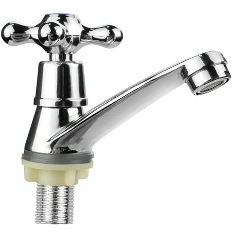 Bathroom Faucet Cold Water Sink Faucet Modern Single Handle Basin Faucet, Cross Handle Design for Home Bathroom Sink Basin Kitchen,G1/2 (1/5)