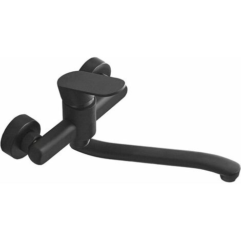 Wall Mounted Single Handle Kitchen Faucet Faucet Retro Black(30cm(Spout Length),G1/2) (1/5)
