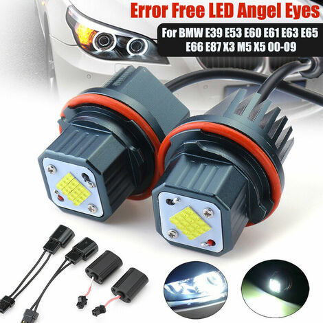 2x 80W Error Free LED Angel Eyes Halo Ring Light For BMW E39 E53 E60 E63 E65 E87 (1/5)