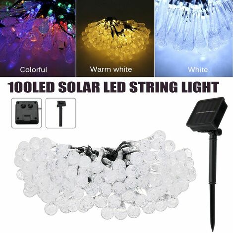 Solar 10M 100LED Water Drop String Lights Landscape Raindrop Teardrop Outdoor Fairy (white, 10M 100LED) (1/5)