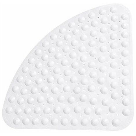Shower Mat Non Slip Sector Rubber Corner Anti Mould Quadrant Bath Mat Safety Mats with Drain Hole Bathtub Mat for Shower or Tub 54 x 54 cm (White)