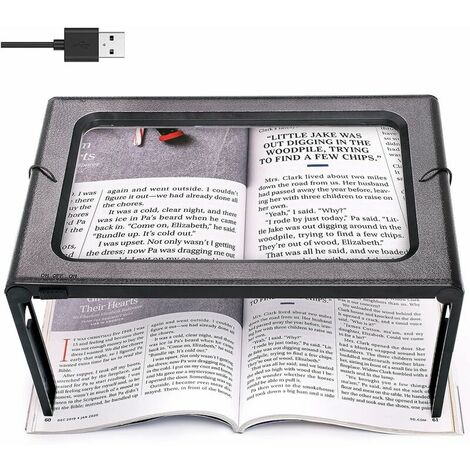 Full Page Reading Magnifier Hands Free Rectangular Standing Magnifier with 6 LED Lamp 3X Magnification Lens for Reading for Books, Jewelry, Elderly, Visually Impaired, Sewing (1/4)