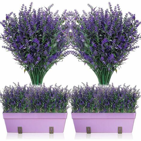 12 Packs Artificial Lavender Bushes Artificial Greenery Lavender Flowers UV Resistant Plants for Floral Arrangement, Centerpiece, Home Garden (Purple,35cm) (1/5)