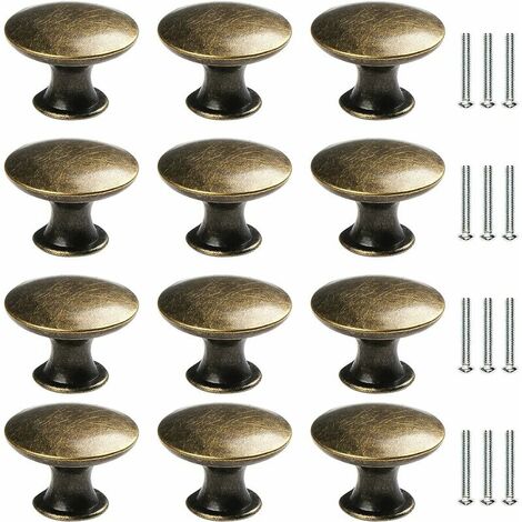 12x Vintage Door Drawer Knobs 30mm Antique Brass Kitchen Cabinet Cupboard Pulls, For Dresser and Furniture Cupboard, Antique Bronze,Round Cabinet Knob, Vintage Drawer Knobs, Brass Cabinet Pulls, Door (1/5)