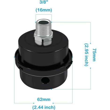 Air compressor muffler, muffler suction filter muffler metal muffler，Air Compressor Filter Spare Parts, Air Compressor Muffler Accessories with 3/8 Thread (3/8 PT 16mm)