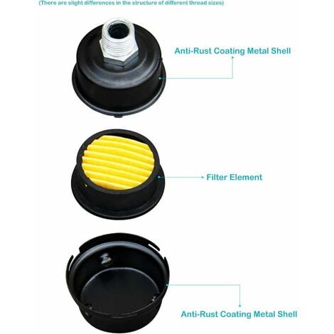 Air compressor muffler, muffler suction filter muffler metal muffler，Air Compressor Filter Spare Parts, Air Compressor Muffler Accessories with 3/8 Thread (3/8 PT 16mm)